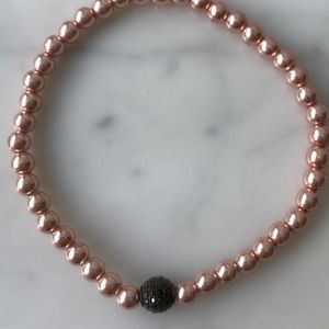 Rose Hematite bracelet with CZ Black bead